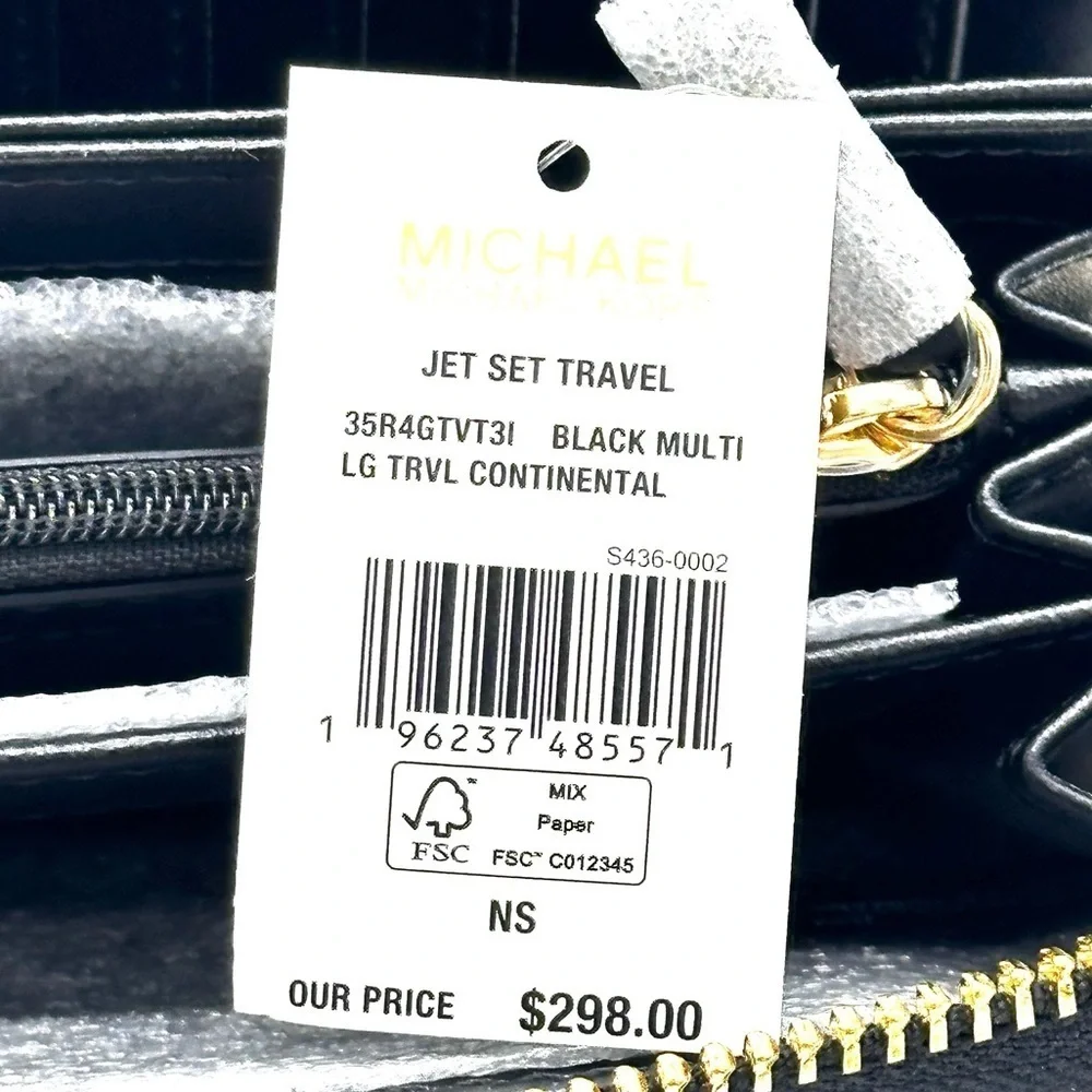 Michael Kors Large Continental Wallet Wristlet Black Multi